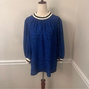 Crosby black and blue speckled blouse- Size large
